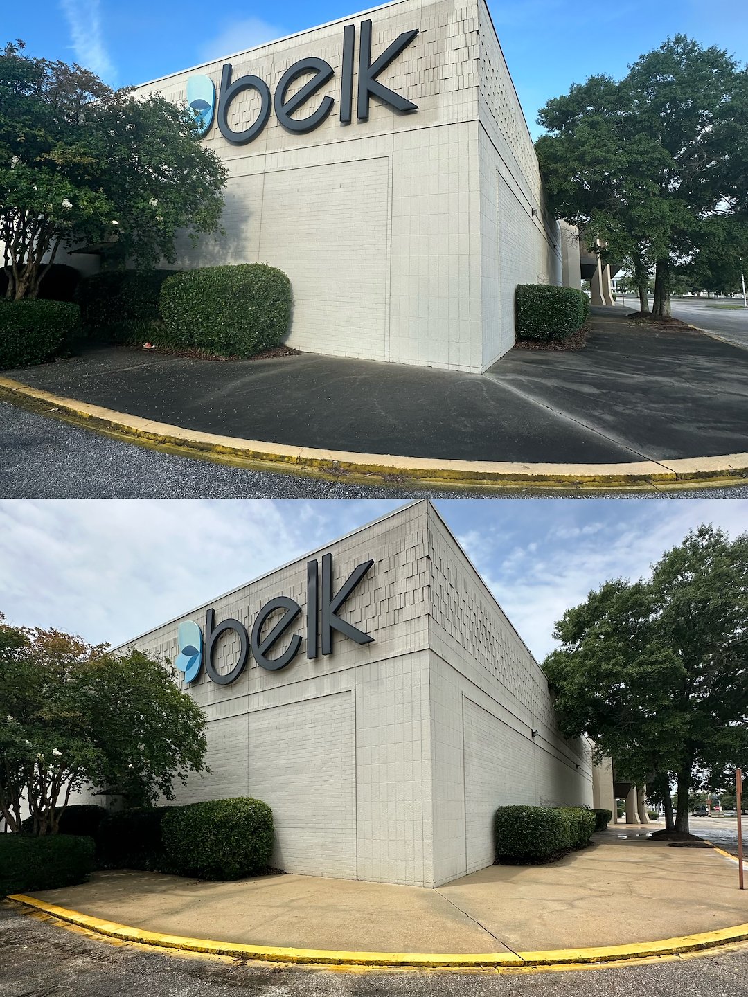 Commercial Concrete Pressure Washing — Belk at Eastdale Mall in Montgomery Alabama Banner Image